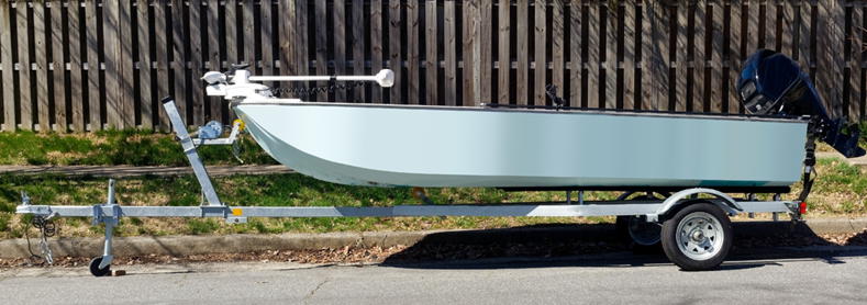 Boat parked on the street