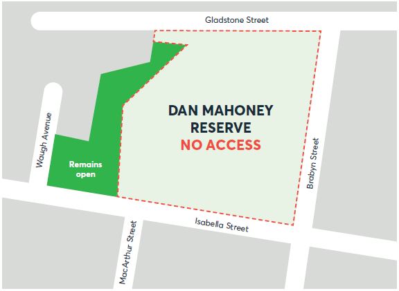 Dan Mahoney Reserve access map