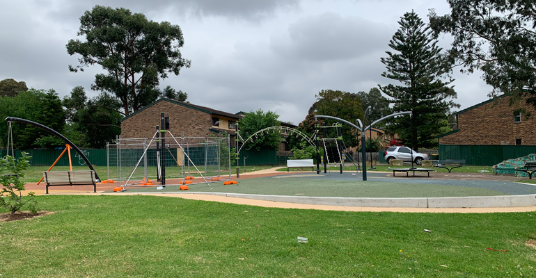 Equipment with large swing, monkey bars and swings