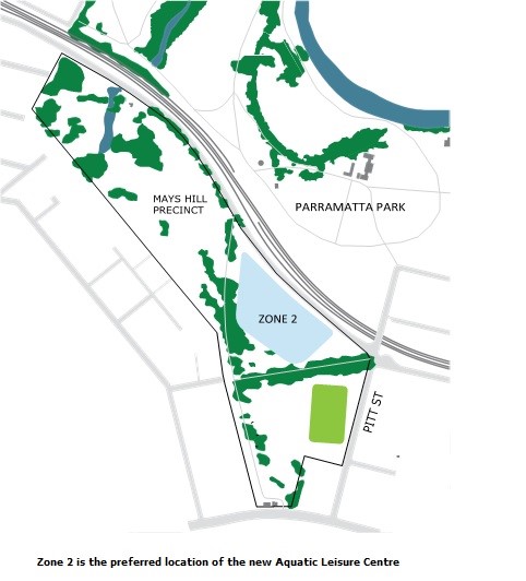Preferred Location of new Parramatta Aquatic Leisure Centre