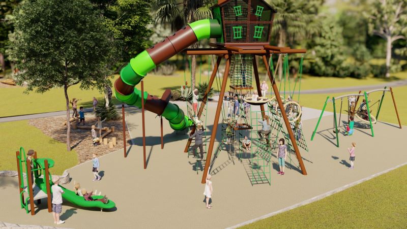 Artist impression of new play ground children playing on the new playground 