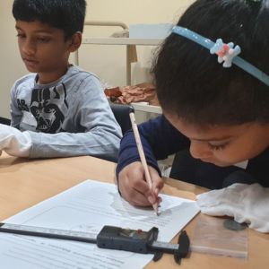 Young children learning archeology