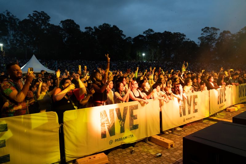 Crowd celebrating New Year 