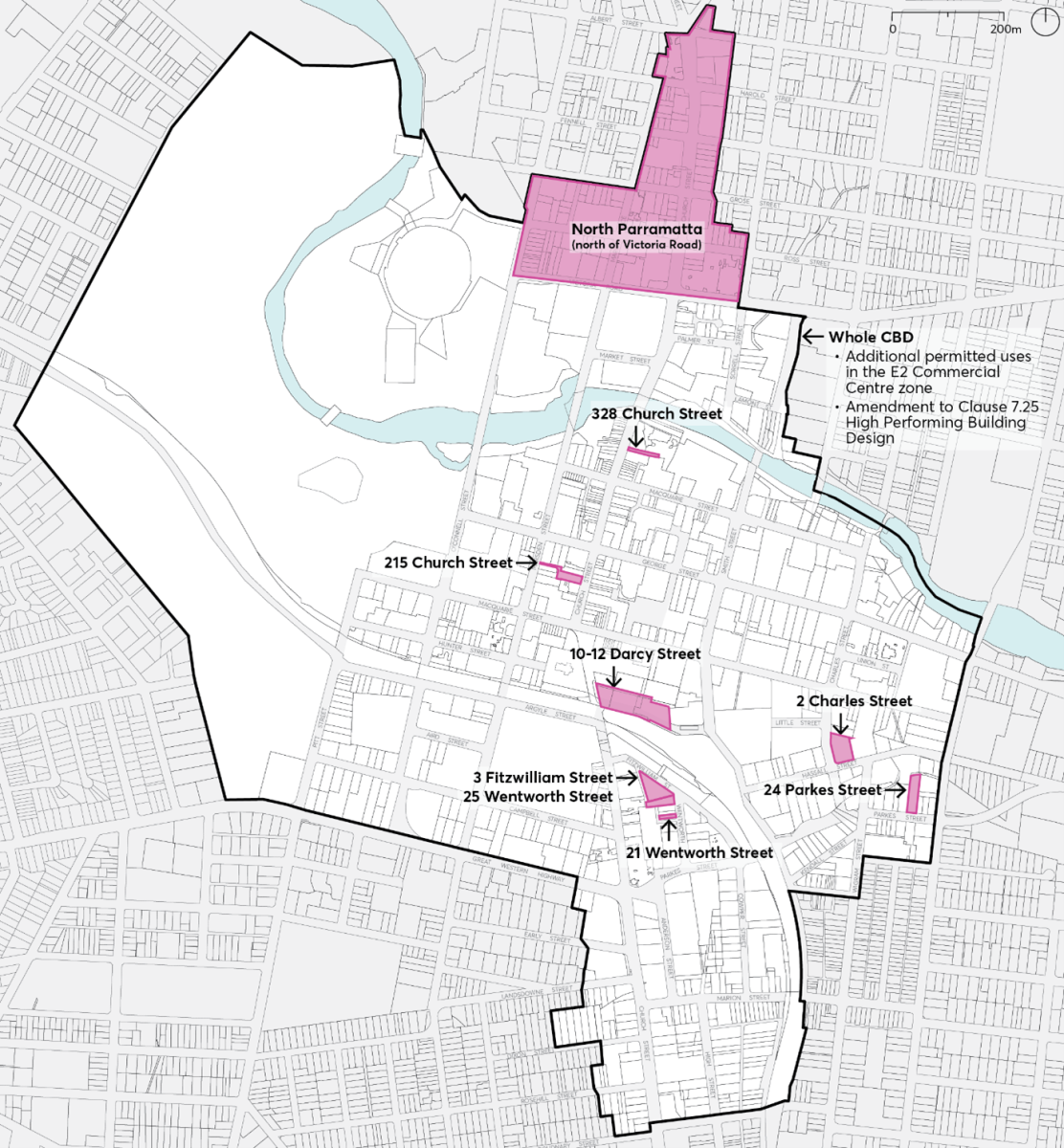 Map of Draft Parramatta CBD Supplementary Matters Planning Proposal