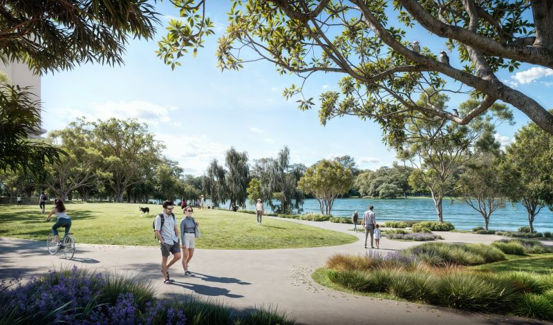 Artist's impression of the new foreshore park at Wentworth Point.