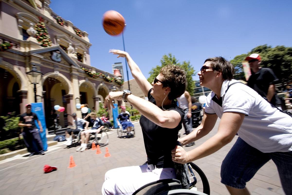 Wheelchair basketball in centenary square, Parramatta