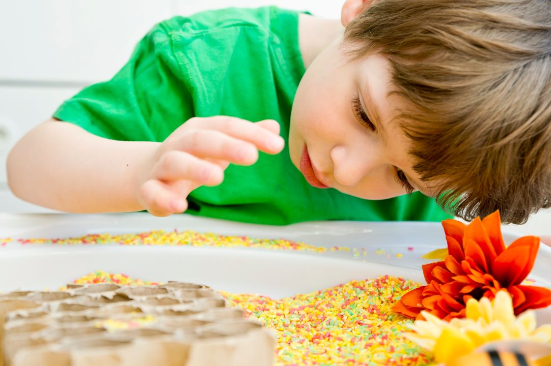 Boy with texture and rice