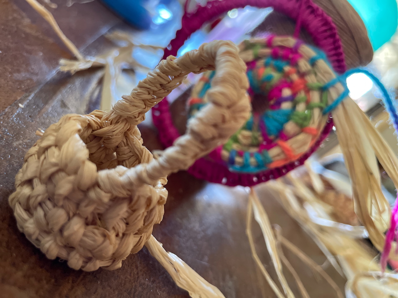 A tiny woven basket